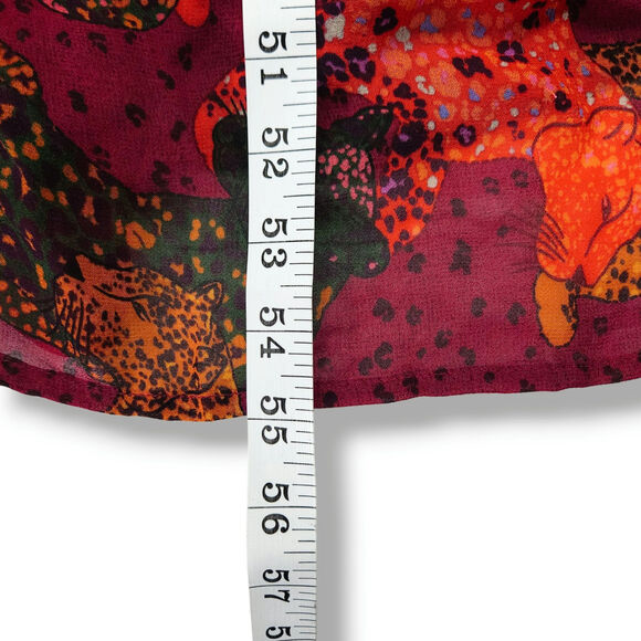 Farm Rio Jungle Jaguar Maxi Dress Ruffle Hem High Neck Sheer Long Sleeve Boho XL - Picture 10 of 10